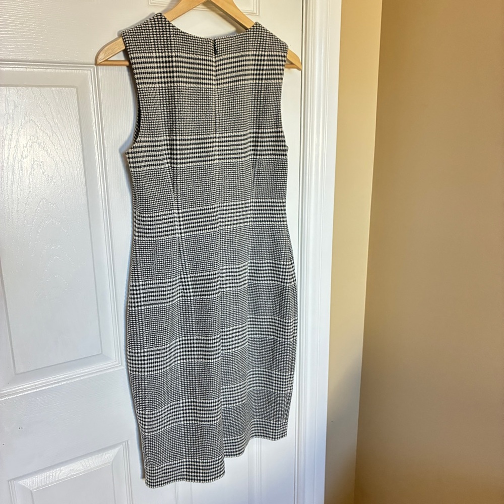 Calvin Klein Houndstooth Sheath Dress Black White Size 6 - Picture 4 of 7